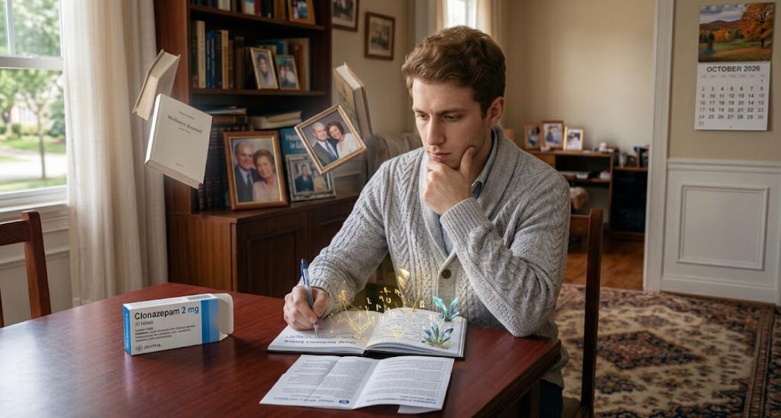 Young man managing anxiety with Clonazepam 2mg
